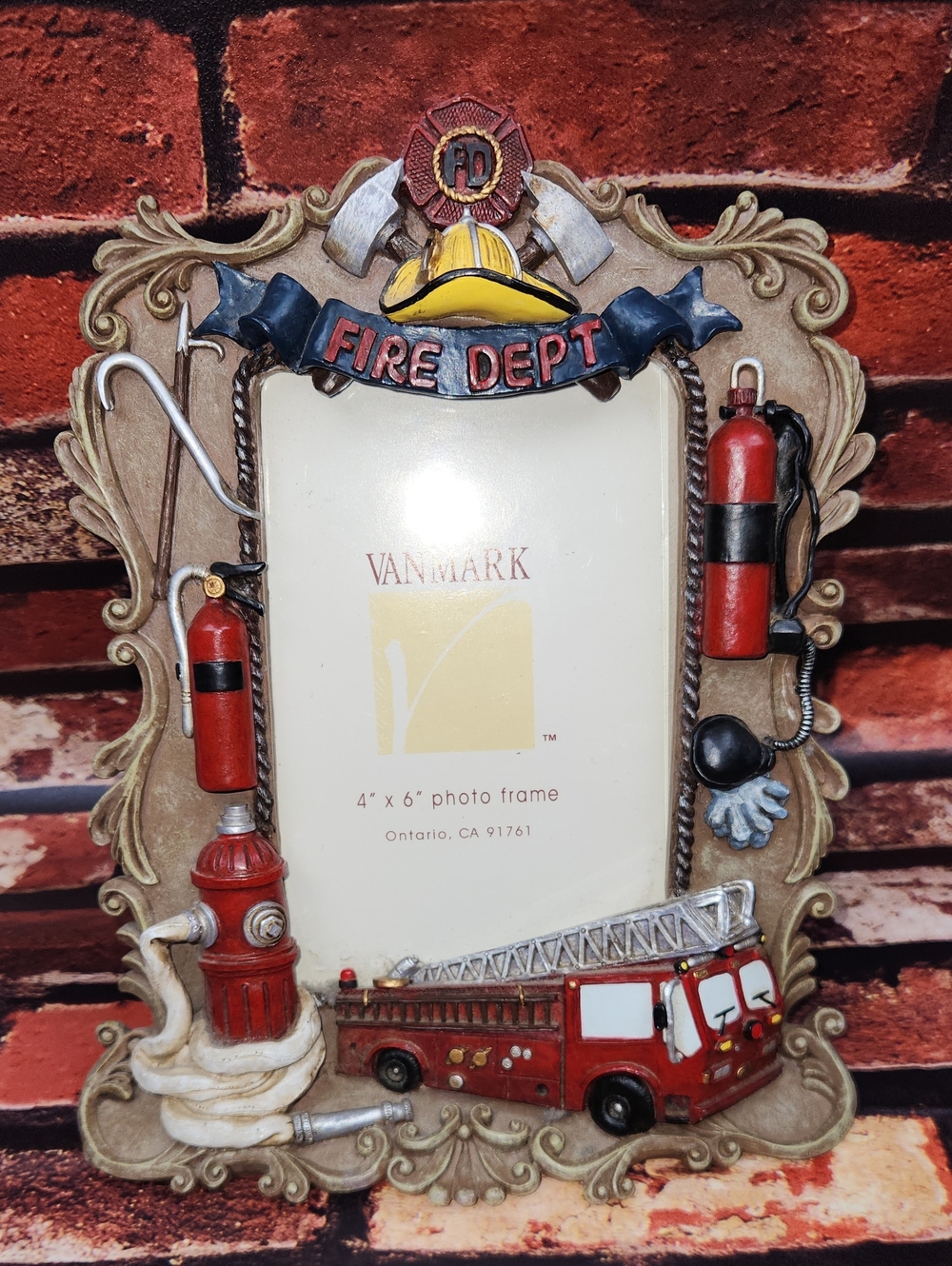 Fire Dept Red Resin Decorative Photo Frame